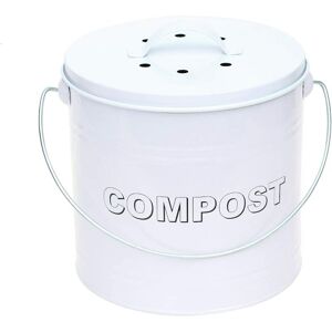 Simpa - Vintage Style Compost Food Waste Recycling Caddy Bin - white Size 8L