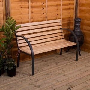 Home Discount - Slatted Garden Bench 3 Seater Outdoor Solid Wood & Steel