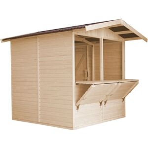 TIMBELA Wooden Market Stall, Wooden House Ideal as a Garden Bar or Retail Stand with Counter 263 x 253 cm, Quality Shiplap Pop-Up Kiosk for Outdoor Events,