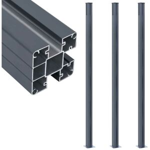 SWEIKO Fence Posts 3 pcs Dark Grey 185 cm Aluminium FF148987UK