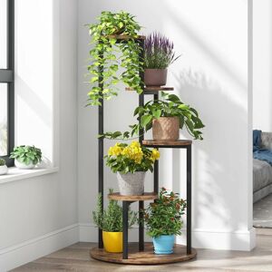 TRIBESIGNS Plant Stand Indoor, 5-Tier 103 cm Wood Plant Shelf Holders for Multiple Potted Plants, Corner Flower Pot Stands with Metal Frame for Balcony Garden