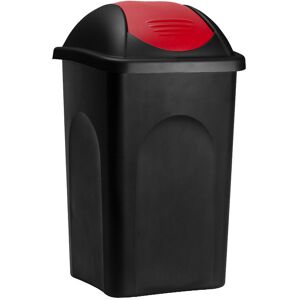 Stefanplast - Black Kitchen Bin with Swing Lid 60 Litre Capacity Rubbish Bin, Waste Bin, Paper Basket, Recycling Bin 68 x 41 x 41cm Black/Red - Red