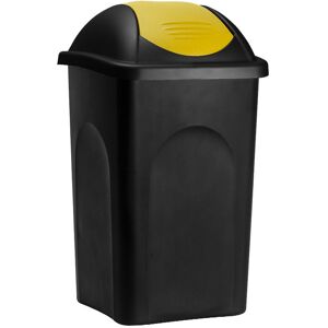 Stefanplast - Black Kitchen Bin with Swing Lid 60 Litre Capacity Rubbish Bin, Waste Bin, Paper Basket, Recycling Bin 68 x 41 x 41cm Black/Yellow