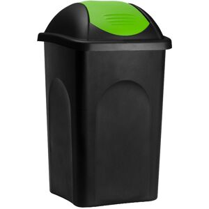 Stefanplast - Black Kitchen Bin with Swing Lid 60 Litre Capacity Rubbish Bin, Waste Bin, Paper Basket, Recycling Bin 68 x 41 x 41cm Black/Green