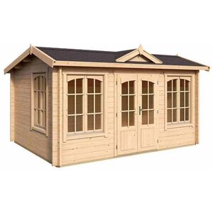 LASITA MAJA Windsor 44-Log Cabin, Wooden Garden Room, Timber Summerhouse, Home Office - L440 x W340.8 x H239.4 cm