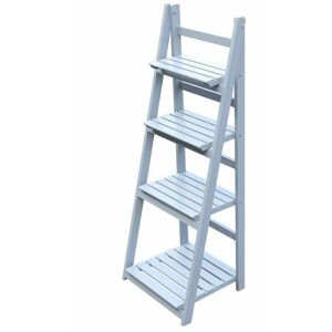Livingandhome - 4 Tier Wood Foldable Ladder Plant Stand Storage Rack, Grey