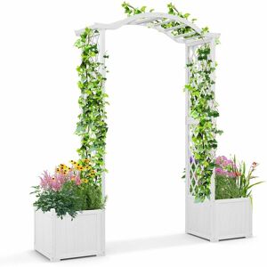 Costway - Wooden Garden Arch Large Rose Trellis Pergola Arbour Climbing Decor with Planter