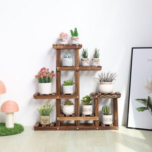 UNHO Wooden Tabletop Plant Stand MultiLayer Concise Desktop Windowsill Planter Holder