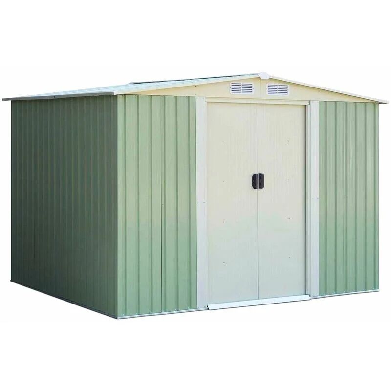 Costway - 6 x 8 ft Outdoor Storage Shed Large Tool Utility Organizer House 2 Sliding Doors