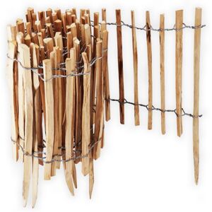 Aquagart - 10 m Picket fence Rollboarder 60 cm high Slat set width 4-6 cm Garden fence made of Hazelnut Wooden fence