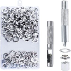 Cyslmuk - 100pcs Grommets Eyelets Tools Kit, 10mm Eyelets for Tarps, Eyelet Kit, Grommet Kit with 3 Pieces Tool, Eyelets for Tarpaulin, Shoes,
