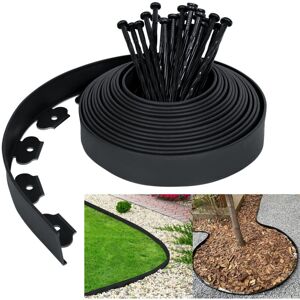 TINOR 10m Plastic Lawn Edging - Flexible Garden Edging with 30 Anchor Pegs Decorative Garden Lawn Edging, Black