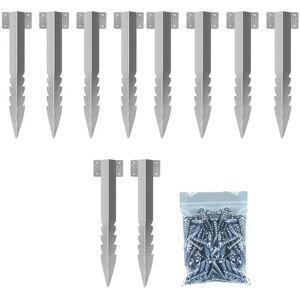COOCHEER 10pcs Wooden Fence Post Repair Kits Fence Fixed Bracket Patio Fence Fixed Bracket Nail Stake Wood Anchor