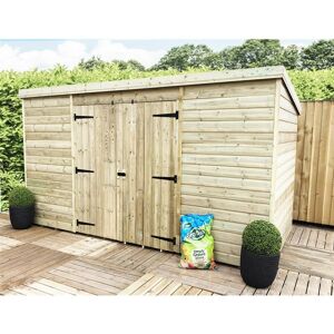Marlborough - 12 x 5 Pressure Treated Windowless Tongue And Groove Pent Shed With Double Doors (centre)