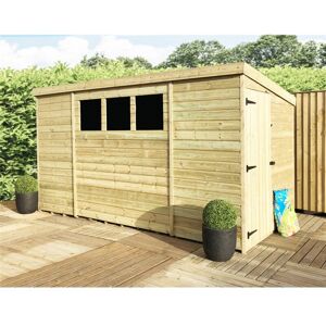 Marlborough - 12 x 8 Garden Shed Pressure Treated t&g pent Wooden Garden Shed - 3 Windows + Side Door (12' x 8' / 12ft x 8ft) (12x8)