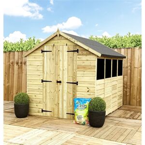 Marlborough - 14 x 5 Garden Shed Pressure Treated t&g Double Door Apex Wooden Garden Shed - 4 Windows (14' x 5') / (14ft x 5ft) (14x5)