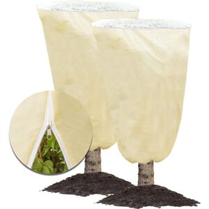 Linghhang - 2 Pack Frost Protection Covers, 120 x 180 cm, Winter Cold Weather Covers, Shrub Jacket with Drawstring, Reusable Frost Protection Cloth