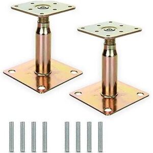 CYSLMUK 2 Pack Galvanized Raised Post Brackets Adjustable 100-150mm Heavy Duty Roof Support for Construction