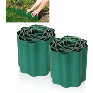 TINOR 2 pcs Flexible Lawn Edging 9M × 15CM, Lawn Fence Edging Garden Plastic Garden Edging Edges Garden Borders Outdoor pvc - Flexible Garden Edging Green