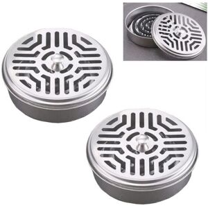 Cyslmuk - 2 Pieces Stainless Steel Mosquito Coil Holders, Mosquito Coil Holder, Mosquito Coil Spiral Holder, for Home, Garden, Camping, Fishing,