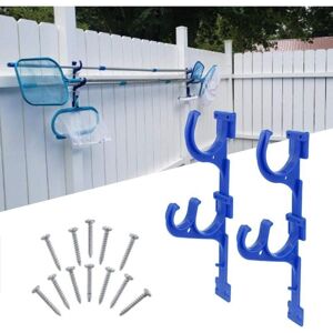 Memkey - 2 Pack Plastic Pool Rod Hanger with Screw Storage Rack, Plastic Pool Rod Holder with Screw Storage for Cleaning Accessories