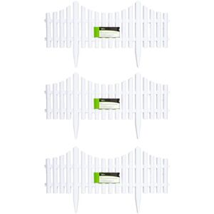 Samuel Alexander - 3 x 33cm 4 Piece Set White Wood Effect Picket Fence Garden Edging