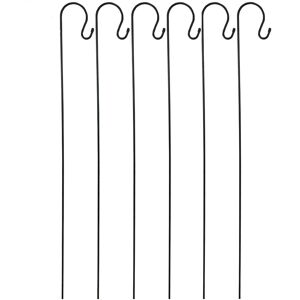 SELECTIONS 6 x Shepherds Crook Black Metal Garden Border Hooks (1m)