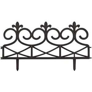 Garden Mile - 8 Garden Border Edging Victorian Iron Scroll Style Black Plastic Fence (2x Packs Of 4)