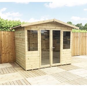 Marlborough - 8 x 16 Pressure Treated Tongue And Groove Apex Summerhouse With Higher Eaves And Ridge Height + Overhang + Toughened Safety Glass +