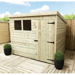 Marlborough - 9 x 5 Pressure Treated Tongue And Groove Pent Shed With 2 Windows + Single Door + Safety Toughened Glass