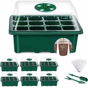 Mini Greenhouse for Plants, 6 Pieces 72 Cells Indoor Seedling Tray Seedling Tray Nursery Grow Box with Durable Cover and Ventilation - Alwaysh