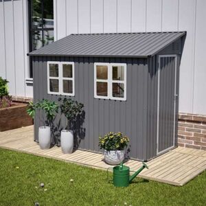 Birchtree - 4x8ft Lean To Garden Shed Metal Storage Tool House Pent Roof Grey