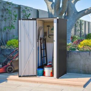 Birchtree - Garden Shed Pent Roof 2.6X2.9FT Metal Outdoor Storage Cabinet House Anthracite