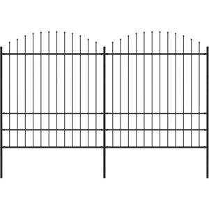 Bonnevie - Garden Fence,Outdoor fence with Spear Top Steel (1.75-2)x3.4 m Black VSVS228517