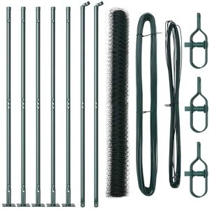 Fence with Posts Green 1.4 x 10 m PVC-coated steel vidaXL