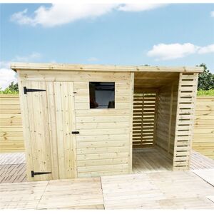 Marlborough - installed 10 x 8 Garden Shed Pressure Treated t&g pent Shed + side storage + 1 Window (10' x 8' / 10ft x 8ft) (10 x 8)