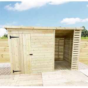 Marlborough - installed 12 x 6 Garden Shed Pressure Treated t&g pent Shed + side storage (12' x 6' / 12ft x 6ft) (12 x 6)