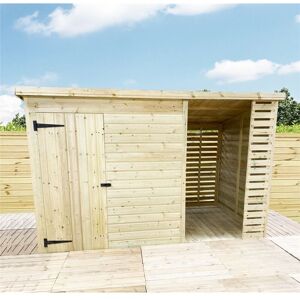 MARLBOROUGH INSTALLED 13 x 4 Garden Shed Pressure Treated T&G PENT Shed + SIDE STORAGE (13' x 4' / 13ft x 4ft) (13 x 4)