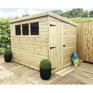 MARLBOROUGH INSTALLED 7 x 5 Garden Shed Pressure Treated T&G PENT Shed - 3 Windows + Side Door (7' x 5' / 7ft x 5ft) (7x5)