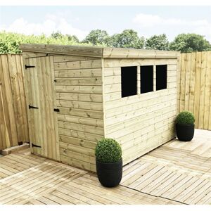 Marlborough - installed 8 x 4 reverse Garden Shed Pressure Treated t&g pent Shed + 3 Windows + Single Door (8' x 4' / 8ft x 4ft) (8x4)