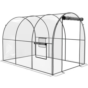 Outsunny - 3 x 2 x 2m Polytunnel Greenhouse with Door, Windows, Steel Frame