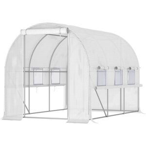 Outsunny - 3 x 2 x 2m Walk In Tunnel Greenhouse, Polytunnel Tent White