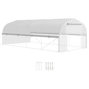 Outsunny - Walk-in Tunnel Greenhouse, Roll Up Sidewalls, Mesh Door 6 x 3m