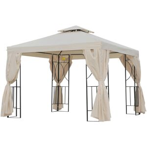 Outsunny - 3 x 3m Garden Metal Gazebo Sun Shade Shelter Outdoor Party Tent Beige