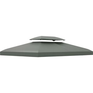 3x4m Gazebo Replacement Roof Canopy 2 Tier Top uv Cover Patio Deep Grey - Outsunny