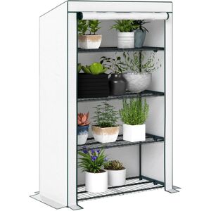 Outsunny - 4 Tier Lean-to Mini Greenhouse with Reinforced pe Cover, Green