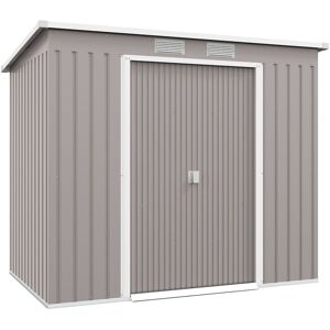 Outsunny - 7 x 4ft Metal Garden Storage Shed w/ Double Door & Ventilation Grey