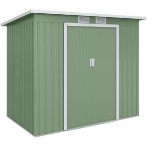 Outsunny - 7 x 4ft Metal Garden Storage Shed w/ Double Door & Ventilation Green