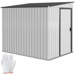 Outsunny - 7 x 5FT Garden Shed w/ Foundation Lean to Metal Tool Shed White