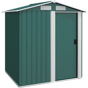 Outsunny - 5ft x 4.3ft Outdoor Metal Storage Shed with Sliding Door Sloped Roof Green